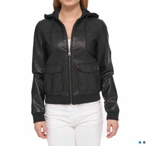 Levi’s Faux leather jacket with hood -FLASH SALE!!